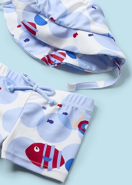Mayoral 1620 baby boys sea-themed shirt, trunks and hat – Atlantis