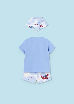 Mayoral 1620 baby boys sea-themed shirt, trunks and hat/ ATLANTIS