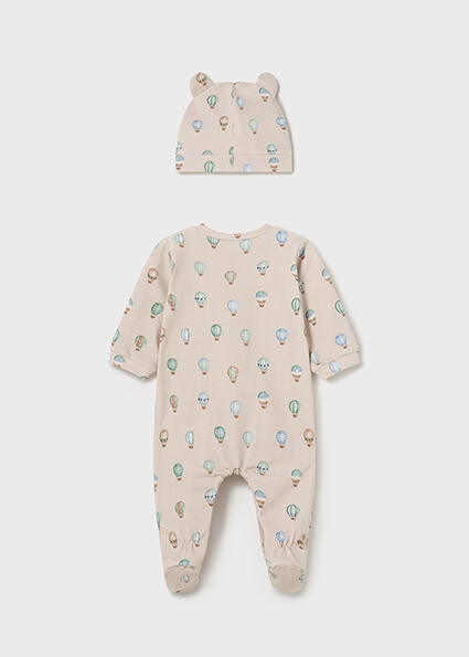 Mayoral 1721 Baby Boy's Long Sleeve Footed Onesie & Hat Set 2PC