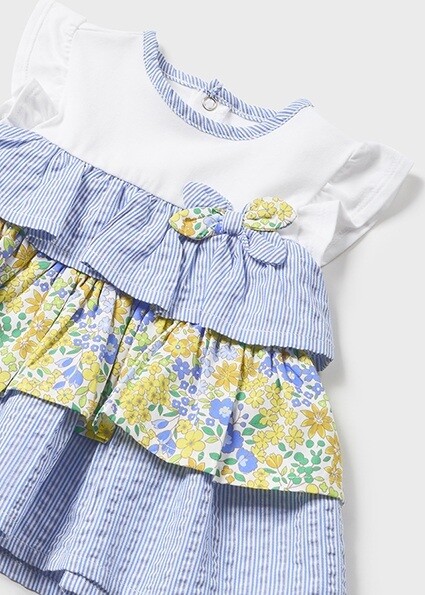 Mayoral 1898 Baby Girl's SL Ruffle Dress & Diaper Cover Ser 2PC