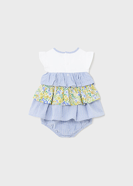 Mayoral 1898 Baby Girl's SL Ruffle Dress & Diaper Cover Ser 2PC