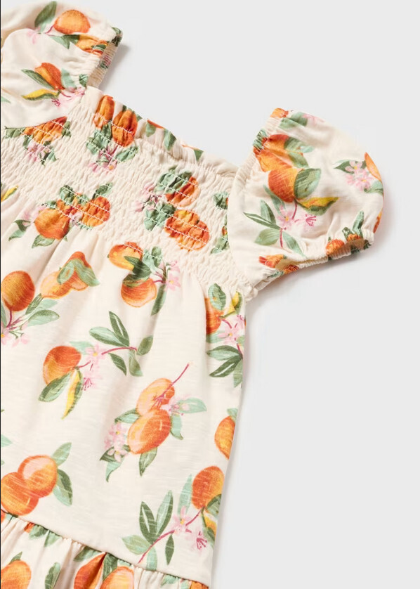 Mayoral 1923 Baby Girl's Short Sleeve Tangerine Print Dress & Headband Set 2PC