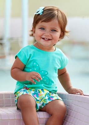 Mayoral 1231 baby girls palm shirt with multicoloured shorts/ Agata