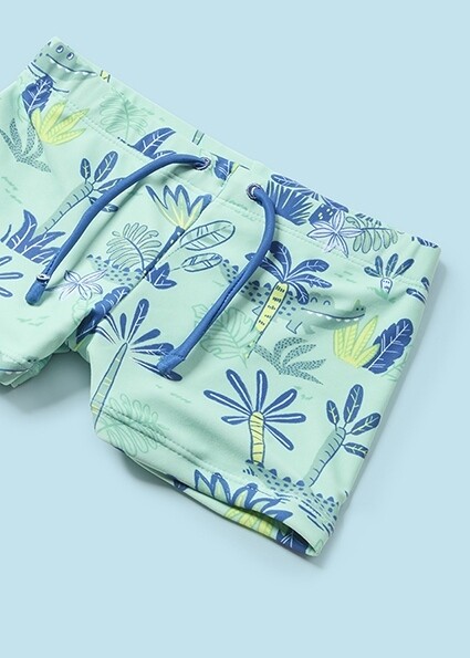 Mayoral 1648 baby boy’s crocodile swim trunks and t-shirt set – Aqua