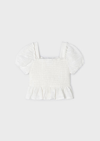 Mayoral 3175 Girl's Short Sleeve Lace Blouse