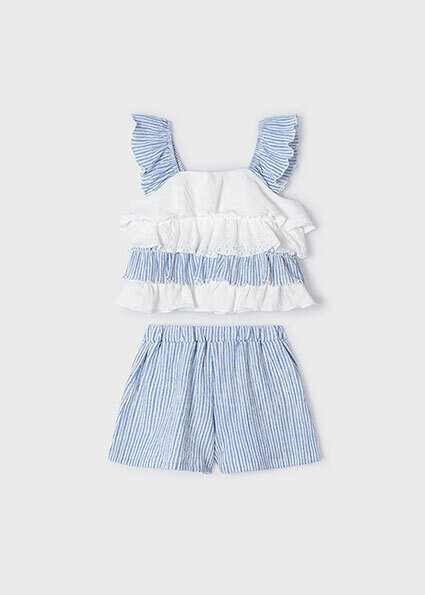 Mayoral 3259 Girl's SL Ruffle Top & Shorts Set 2PC