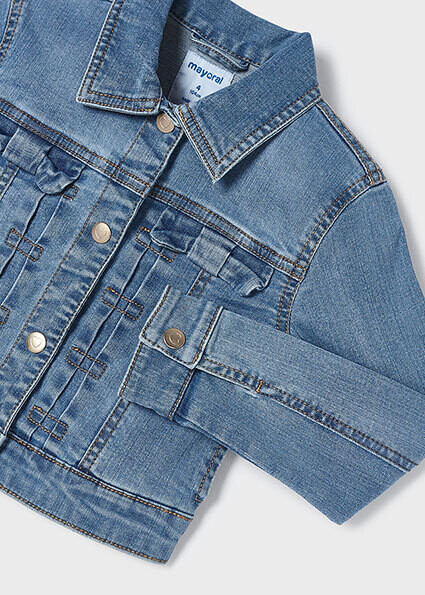 Mayoral 3474 girls basic jean jacket with silver heart button – Medio