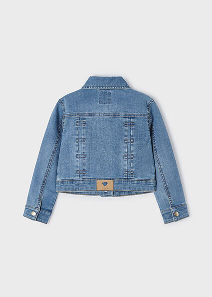 Mayoral 3474 girls basic jean jacket with silver heart button – Medio