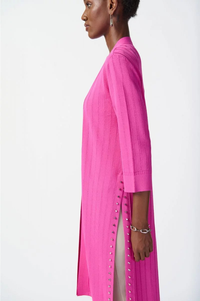 Joseph Ribkoff 222929S24 Women's LS Long Knit Ribbed Cover-Up/ ULTRA PINK