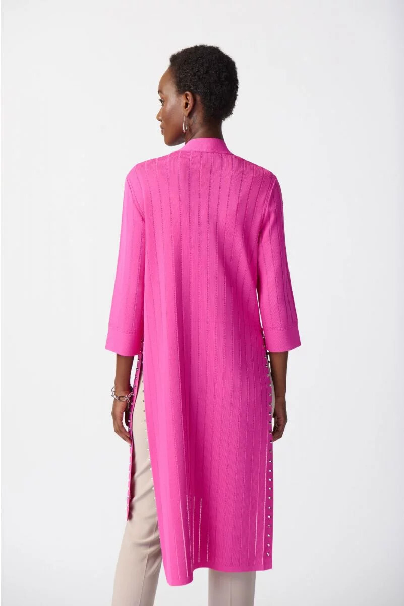 Joseph Ribkoff 222929S24 Women's LS Long Knit Ribbed Cover-Up/ ULTRA PINK