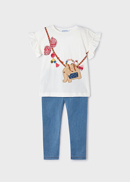 Mayoral 3706 Girl's Short Sleeve T-Shirt & Leggings Set 2PC