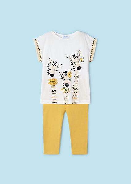 Mayoral 3710 Girl's Short Sleeve Giraffe T-Shirt & Legging Set 2PC