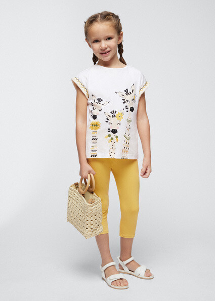Mayoral 3710 Girl's Short Sleeve Giraffe T-Shirt & Legging Set 2PC