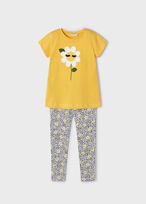 Mayoral 3711 Girl's Short Sleeve Daisy T-Shirt & Leggings Set 2PC