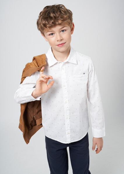 Nukutavake 6123 Boy's Long Sleeve Arrow Pattern Dress Shirt
