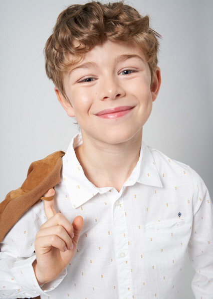 Nukutavake 6123 Boy's Long Sleeve Arrow Pattern Dress Shirt