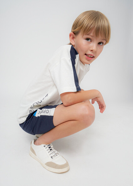 Nukutavake 6665 white textured t-shirt with drawstring shorts