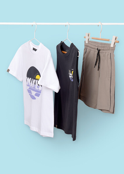 Nukutavake 6671 Boy's surfs up waves t-shirt and shorts set/ PIZARRA