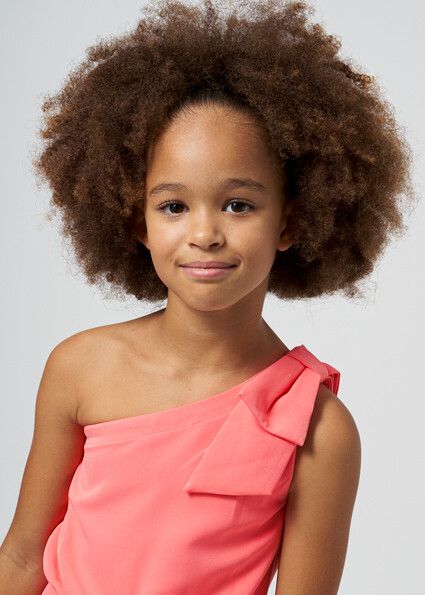 Mayoral 6853 Girl's One-Shoulder Crepe Jumpsuit