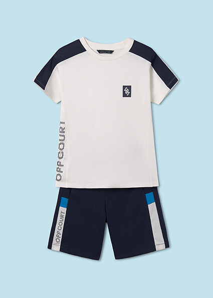 Nukutavake 6665 white textured t-shirt with drawstring shorts