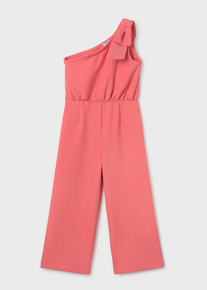 Mayoral 6853 Girl's One-Shoulder Crepe Jumpsuit