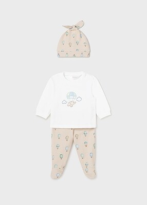 Mayoral 1532 Baby Boy’s Top & Footie Set w/ Hat/