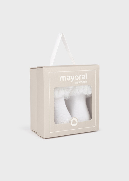 Mayoral 9710 Baby Girl's Knit Sock & Lace Headband Set 2PC