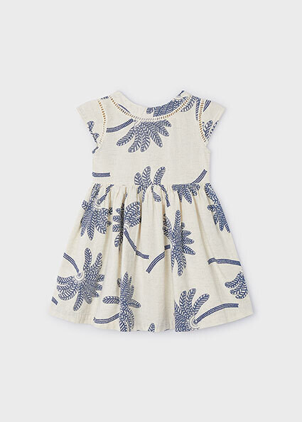 Mayoral 3934 Girl's Cap Sleeve Linen Palm Tree Dress
