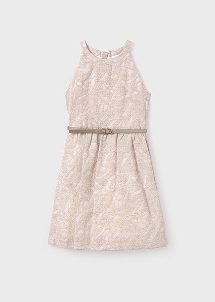 Mayoral 6949 Girl's Long Sleeve Jaquard Flower Dress
