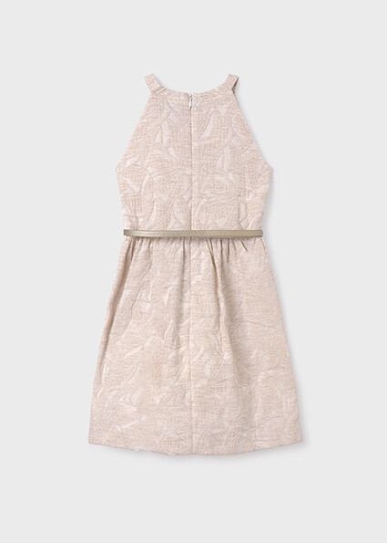 Mayoral 6949 Girl's Long Sleeve Jaquard Flower Dress