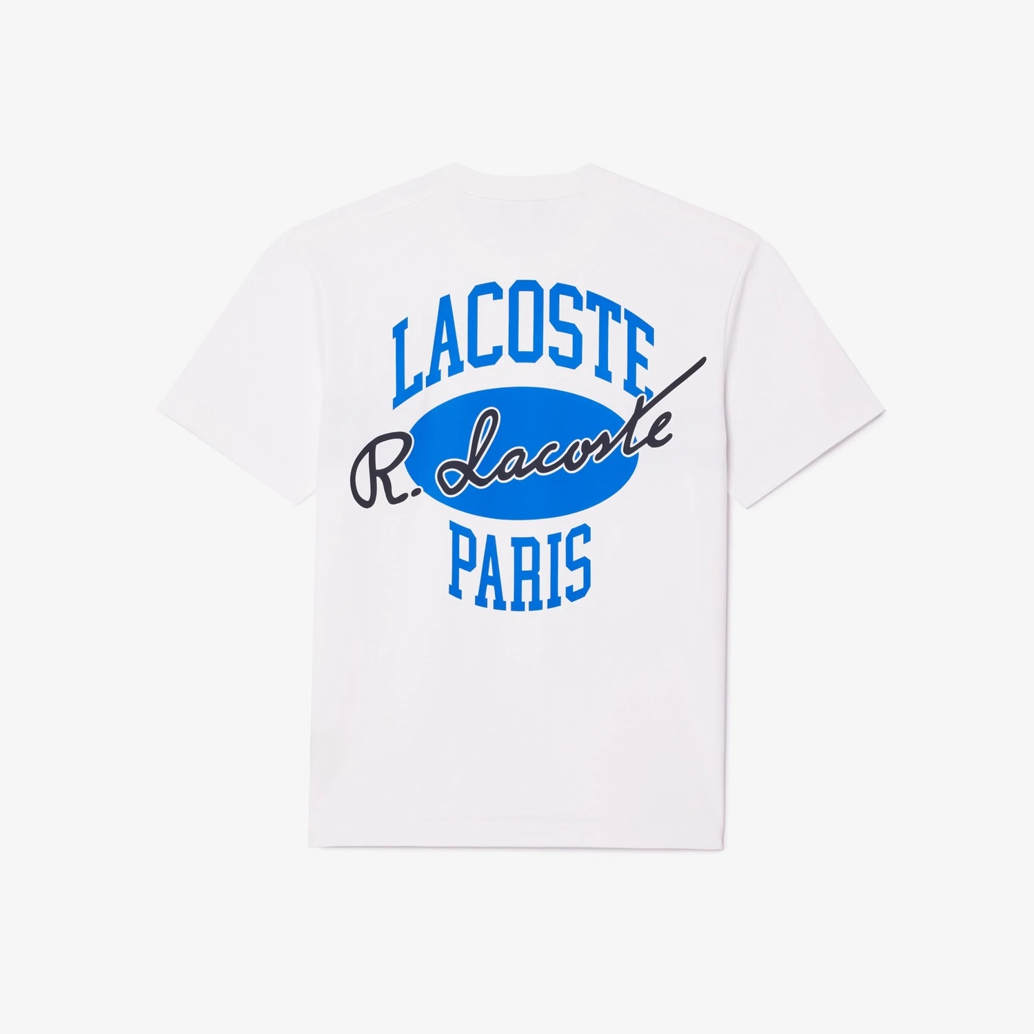 Lacoste TH8590 52 001 Men’s Short Sleeve Large Logo On The Back T-Shirt /WHITE – Blue