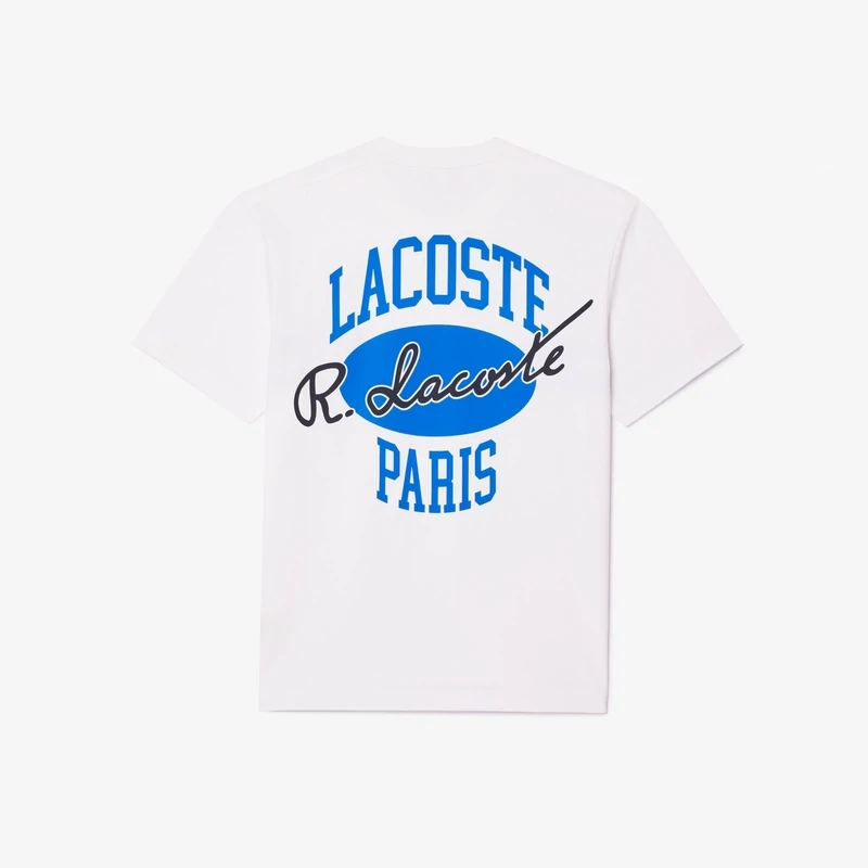 Lacoste TH8590 52 001 Men’s SS Large Logo On The Back T-Shirt /WHITE/ BLUE