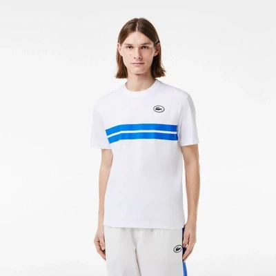 Lacoste TH8590 52 001 Men’s SS Large Logo On The Back T-Shirt /WHITE/ BLUE