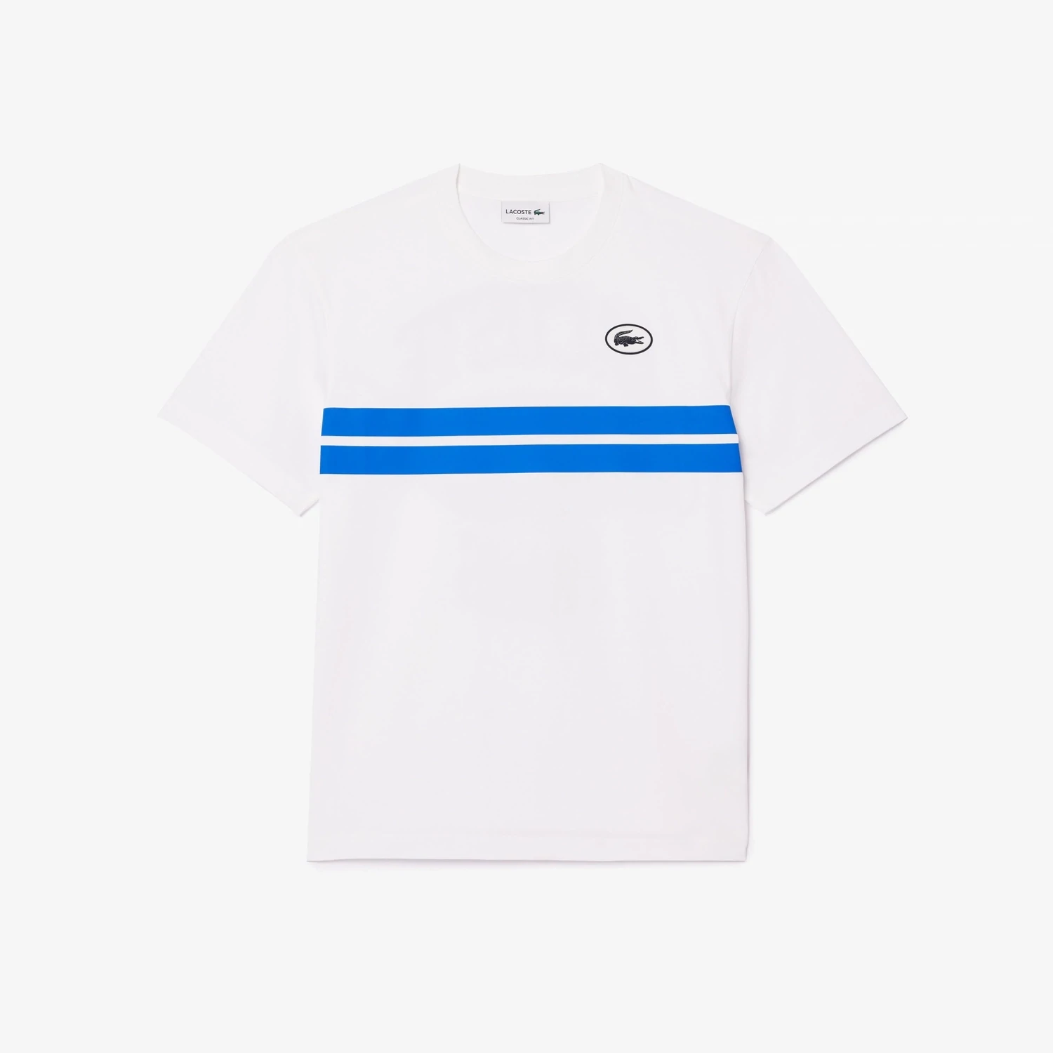 Lacoste TH8590 52 001 Men’s Short Sleeve Large Logo On The Back T-Shirt /WHITE – Blue