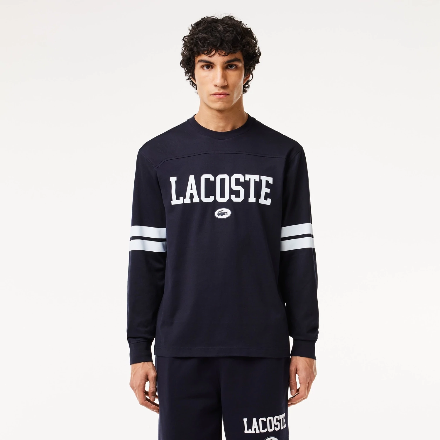 Lacoste TH7609 52 G45 Men’s LS Classic Fit T-Shirt/ NAVY