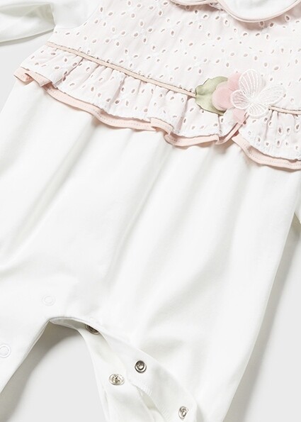 Mayoral 1705 Baby Girl's Long Sleeve Footed Dressy Onesie