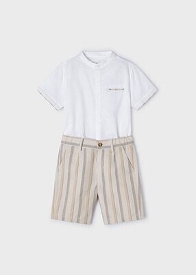 Mayoral 3283 Boy's Short Sleeve Linen Shirt & Shorts Set 2PC