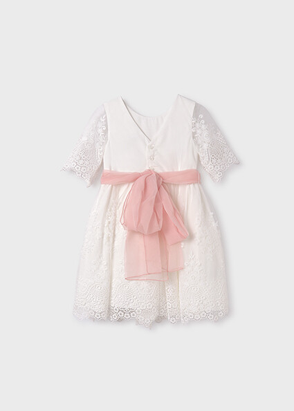 Abel & Lula 5034 Girl's Short Sleeve Guipure Lace Embroidered Dress