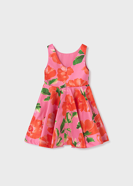Abel & Lula 5060 Girl's SL Satin Floral Print Dress