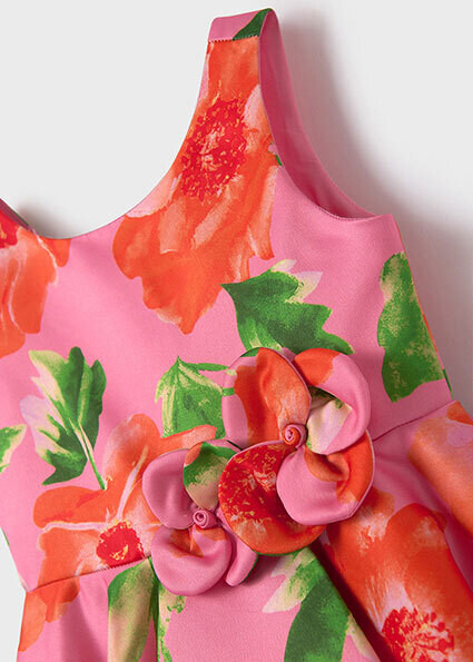 Abel & Lula 5060 Girl's SL Satin Floral Print Dress