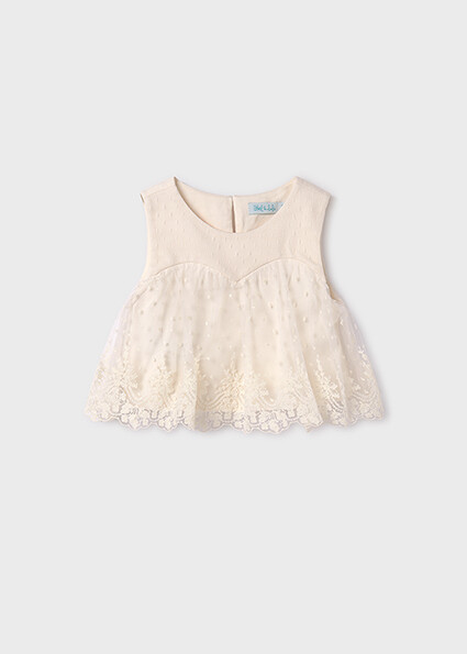 Abel & Lula 5141 Girl's SL Tulle Top/ CRUDO 4