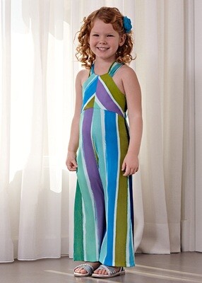 Abel & Lula 5270 Girl's SL Multicoloured Satin Jumpsuit/