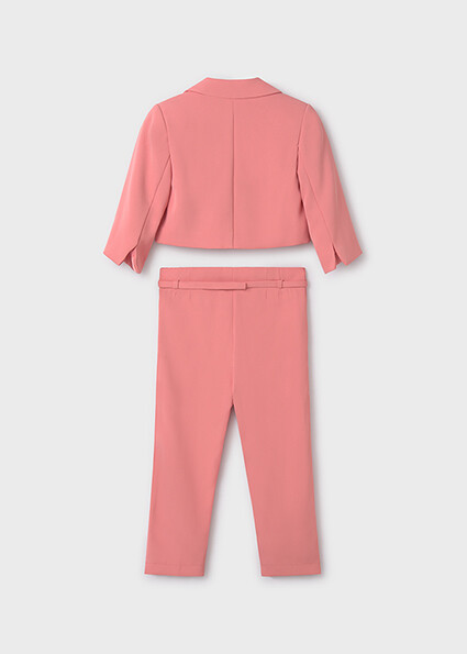 Abel & Lula 5279 Girl’s Long Sleeve Cropped Jacket & Pant Suit Set 2PC – Salmon 4
