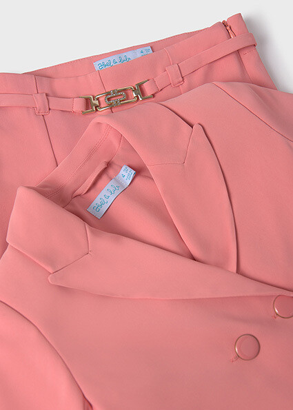 Abel & Lula 5279 Girl’s Long Sleeve Cropped Jacket & Pant Suit Set 2PC – Salmon 4