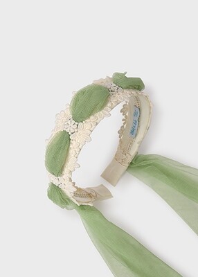 Abel & Lula 5417 Girl's OS Tulle & Lace Headband/ VERDE