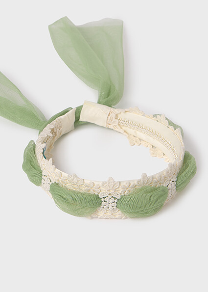 Abel & Lula 5417 Girl's OS Tulle & Lace Headband/ VERDE