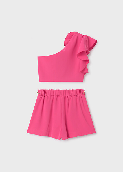 Abel & Lula 5272 Girl's One Shoulder Fluid Crepe Top & Shorts Set 2PC