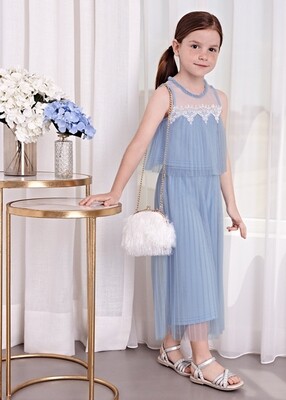 Abel & Lula 5274 Girl's SL Pleated Tulle Top & Pants Set 2PC