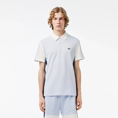 Lacoste PH1302 52 IHJ men’s short sleeved polo with stripes on side light blue