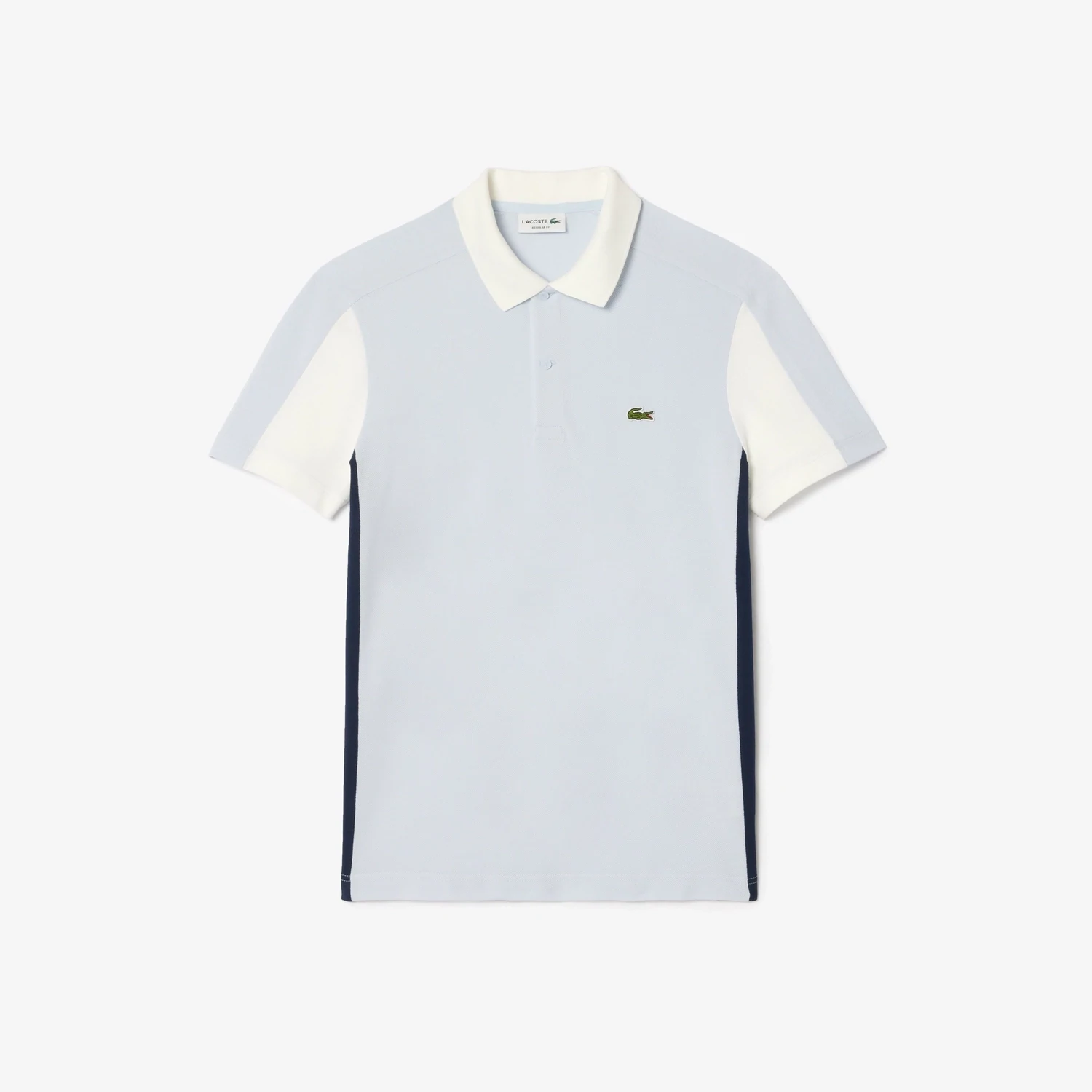 Lacoste PH1302 52 IHJ men’s short sleeved polo with stripes on side light blue